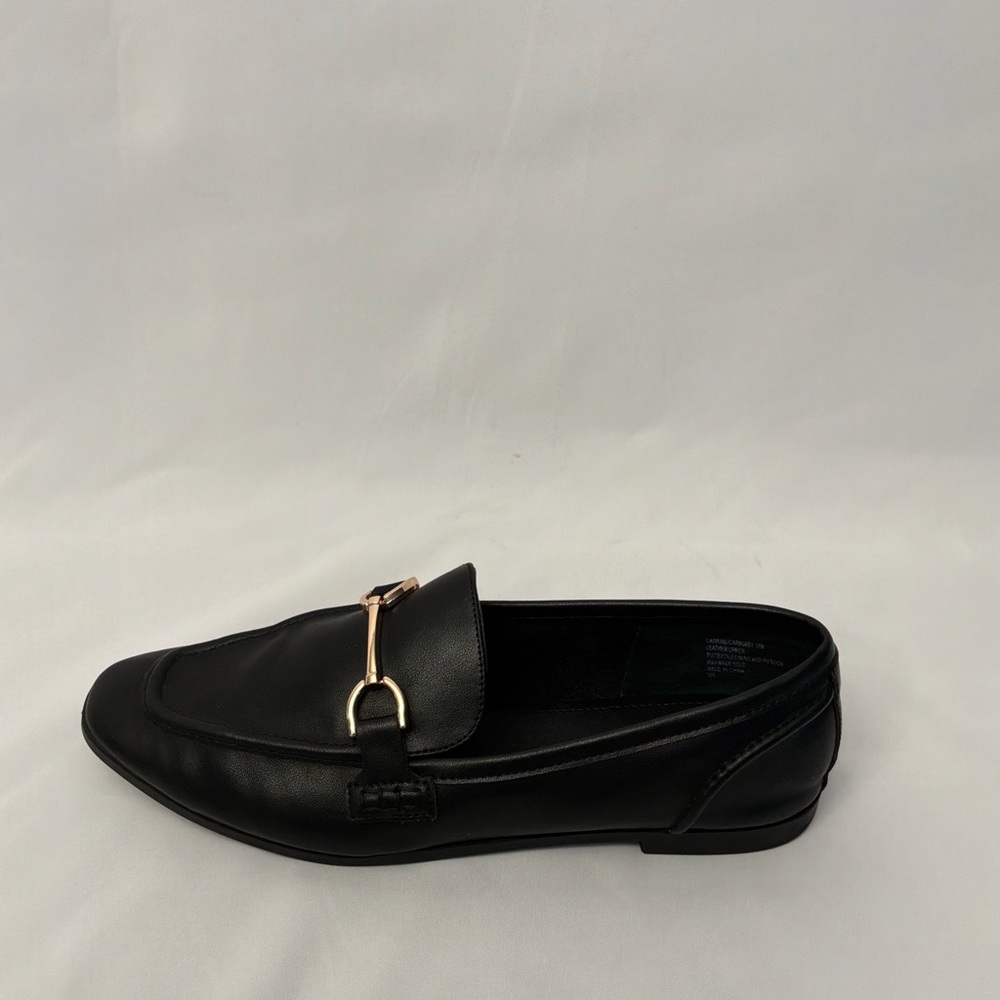 Steve Madden Black Loafers with Gold Accent